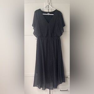 DKNY NAVY POLKA DOT HIGH LOW DRESS